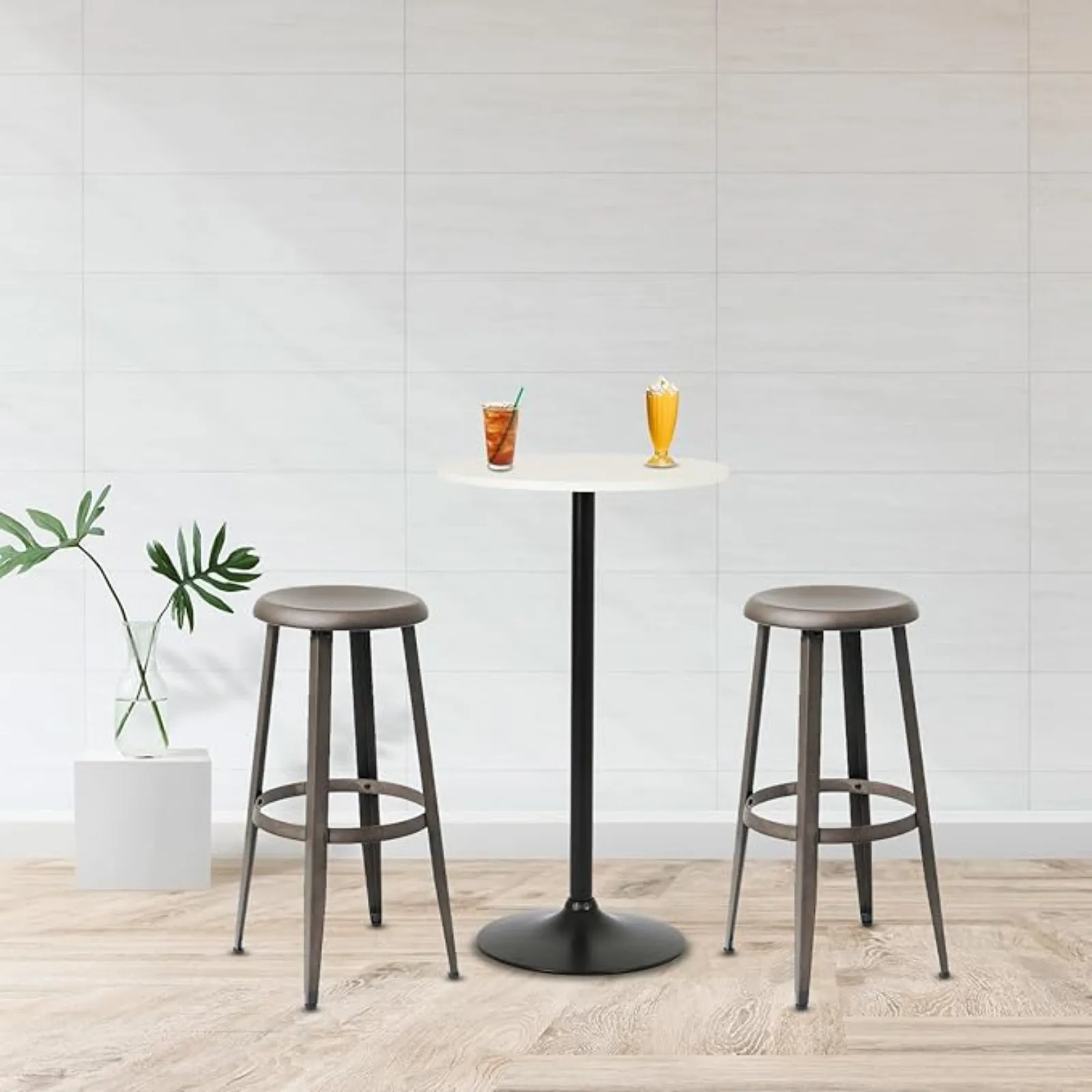 

Round Bar Table 40" Height ern Pub Table with Solid Top and Sturdy Metal Base, High Top Table or Kitchen, Dining Room, Bistro, C