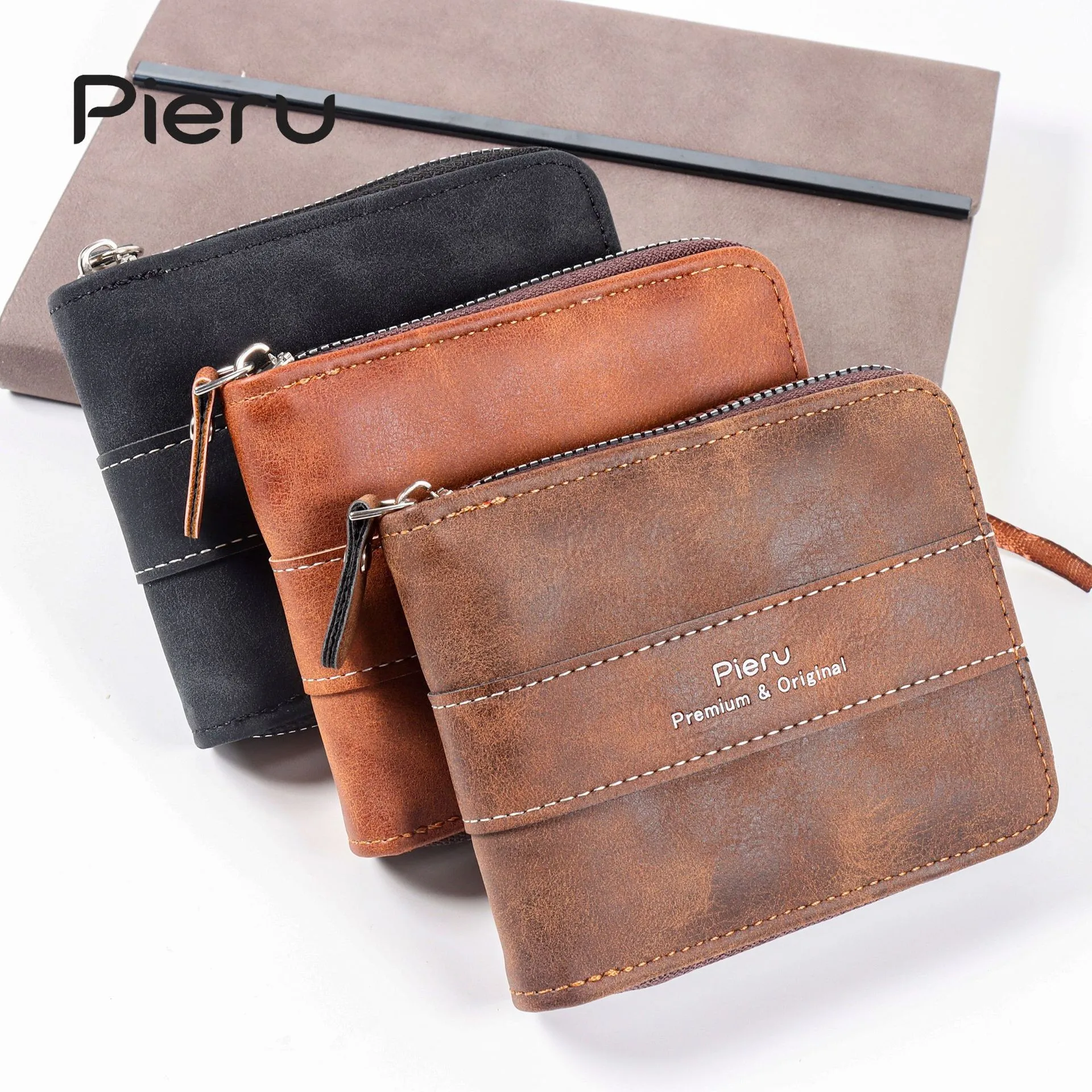 Zip Wallet Men's Imitation Leather PU Multi Card Holder Multifunctional Horizontal Casual Wallet Durable Coin Pouch Money Clip