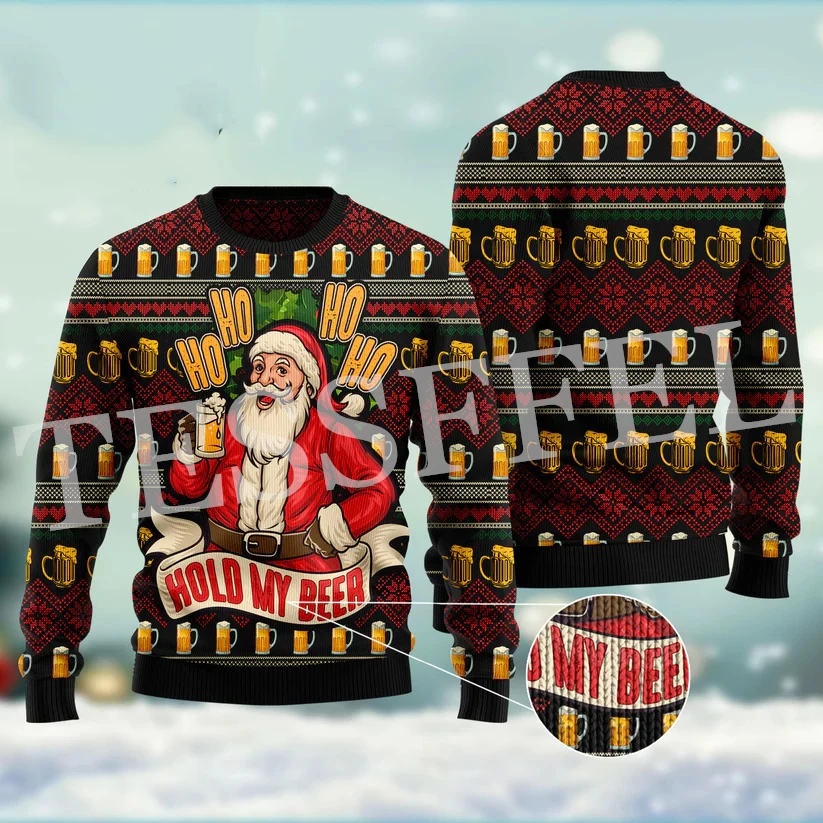 

Santa Claus Pets Cotton Christmas Funny Knitted Ugly Sweater Vintage Winter Casual Harajuku Pullover Retro Long Sleeve 3DPrint H