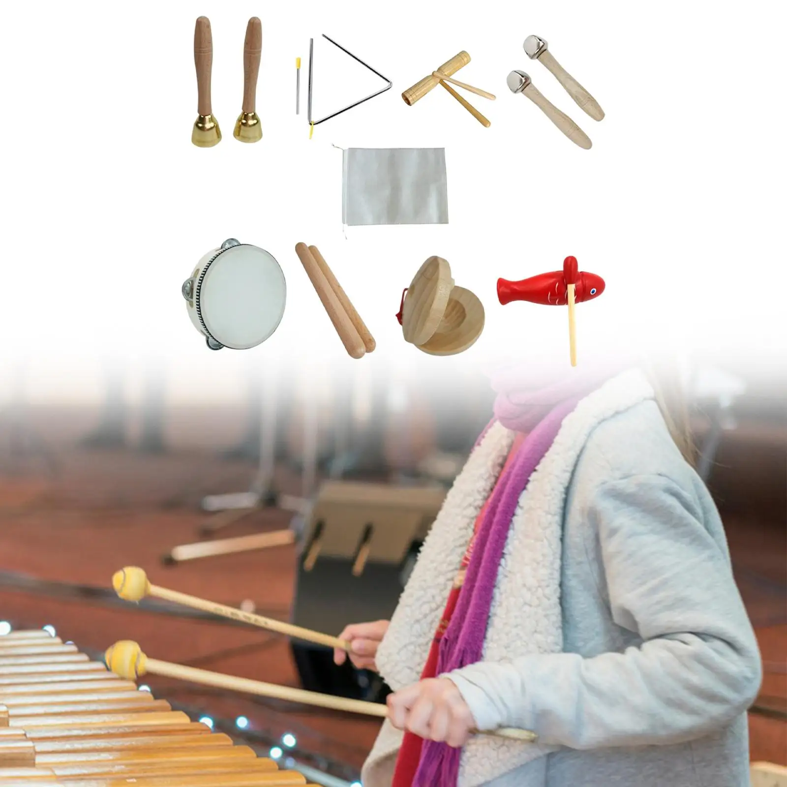 Children’s Wooden Percussion Instruments Set Creative Music Toy for Kids Educational Development and Gift