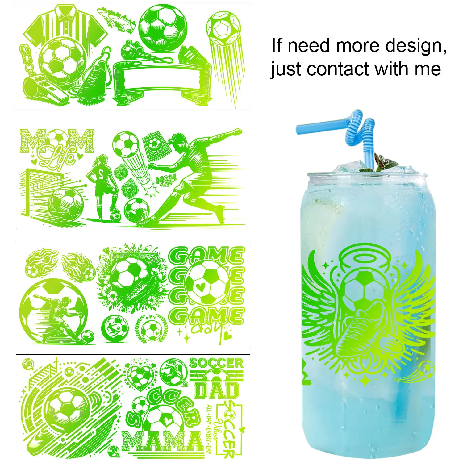 Football game day Soccer Best Dad UV dtf Sticker Party DIY Decals 3D transfers uvdtf tumbler seal stickers 16oz uv dtf cup wraps