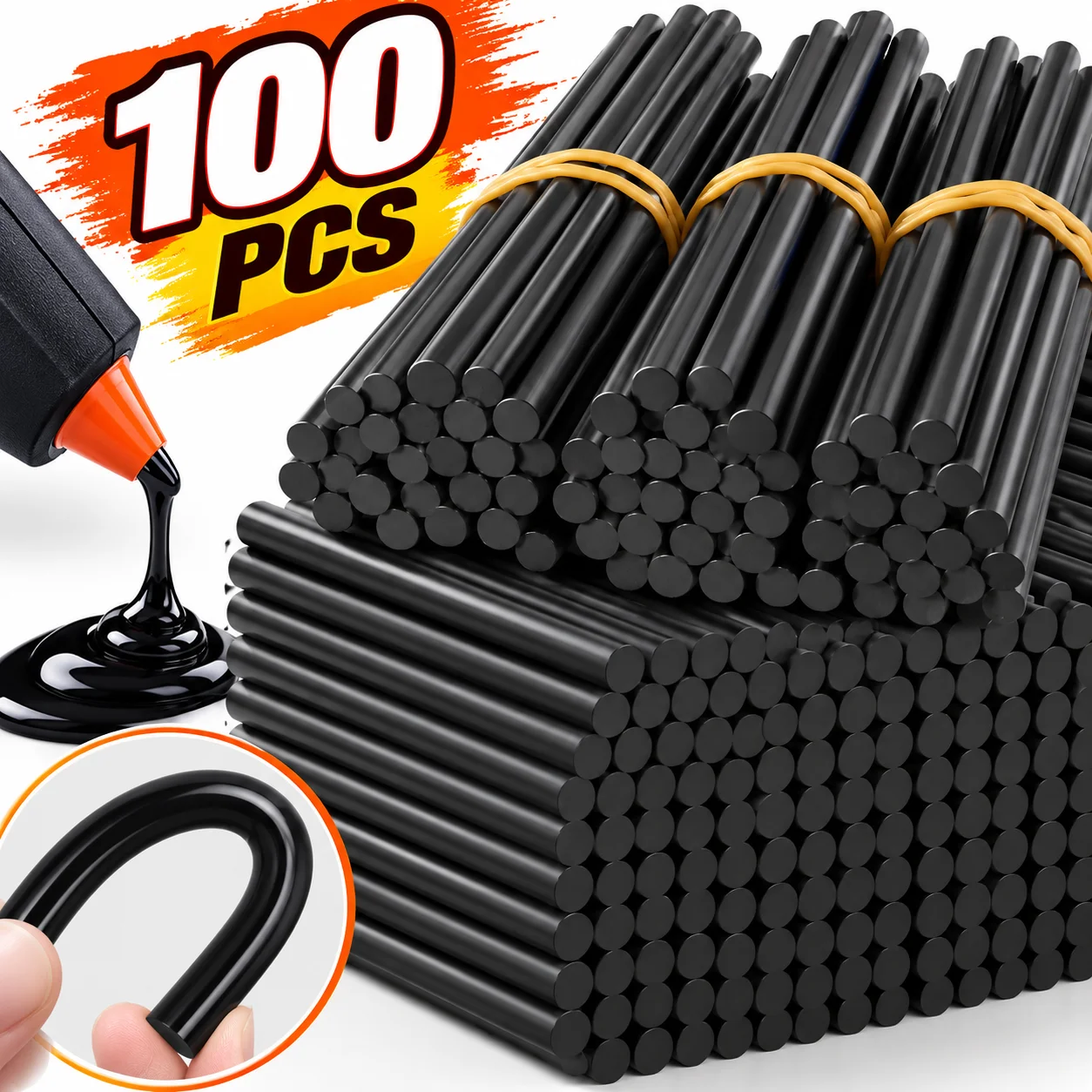 100pcs Black Hot Sticks Paintless Dent Repair Tool for Car Restoration Remover Tool Set