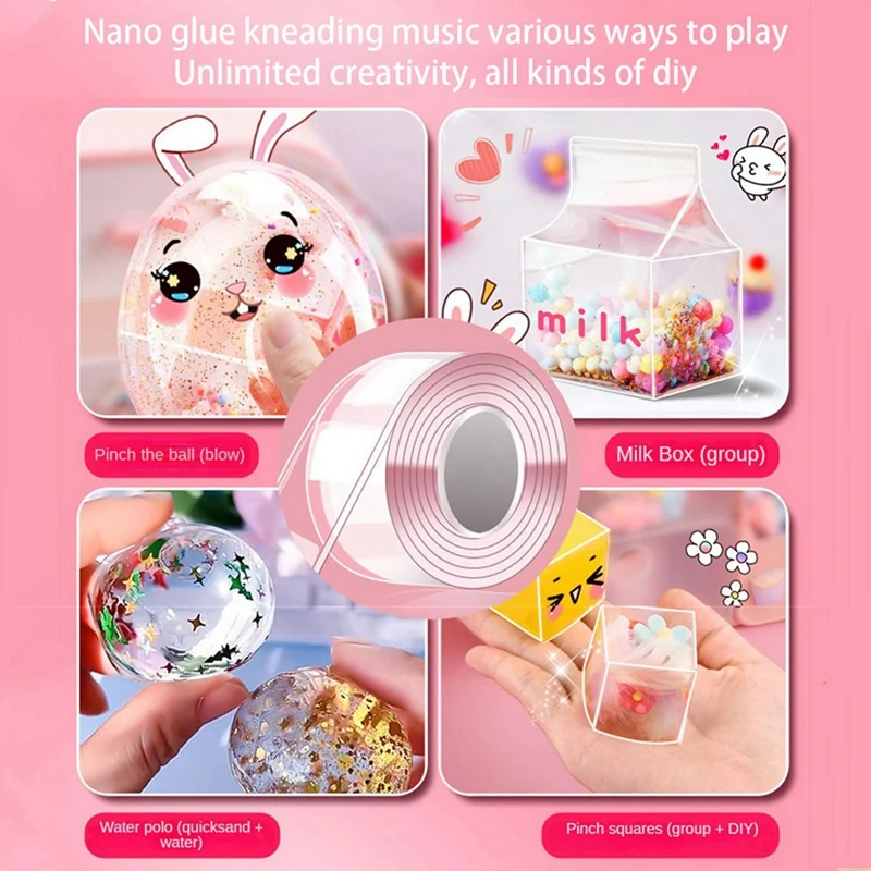 Nano Tape Kneading Blowing Bubble Full Set Nano Tape Double-Sided Tape Paste Blowing Bubble Toy Sticker Tapes