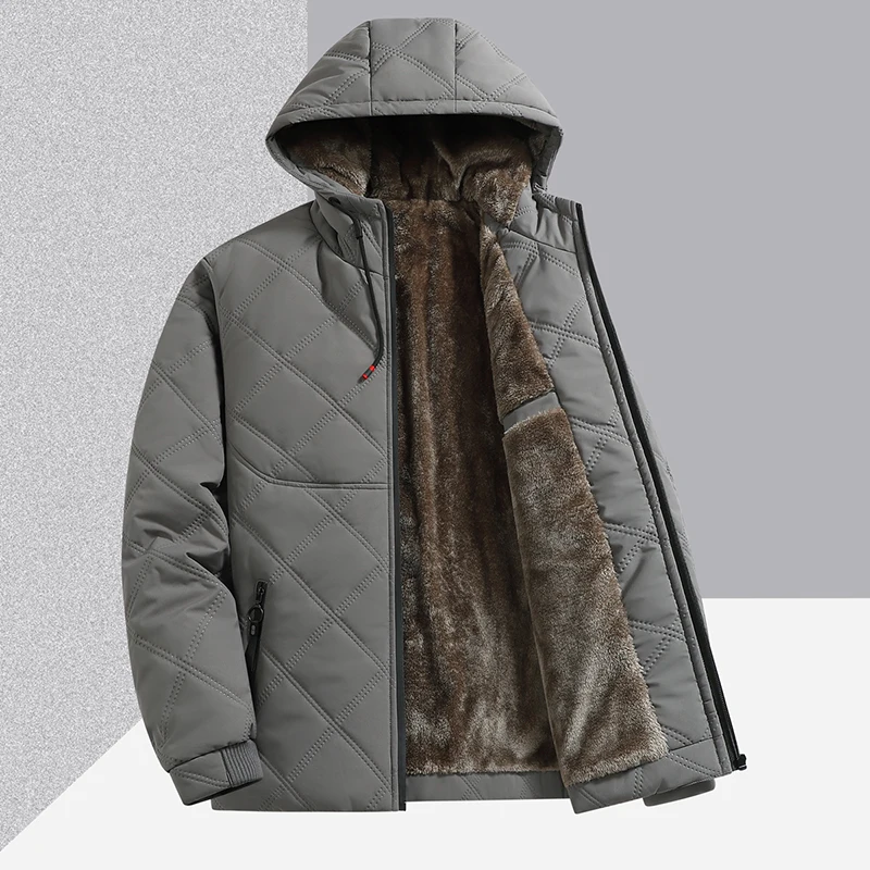 

Winter New Thicken Parkas for Men Fashion with Hood Warm Male Clothes Comfortable Windproof Zipper Cotton Jacket Trend All-match