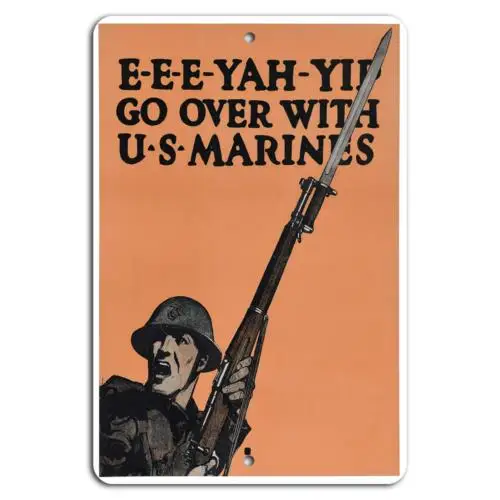 Join the U.S. Marines: E-E-E-Yah-Yip Adventure Awaits!-Aluminum-tin sign