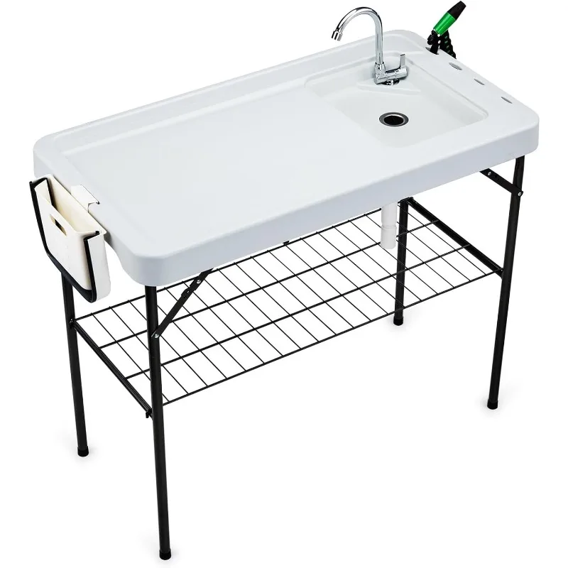 Single sink fish washing table, outdoor ice table, plastic folding table