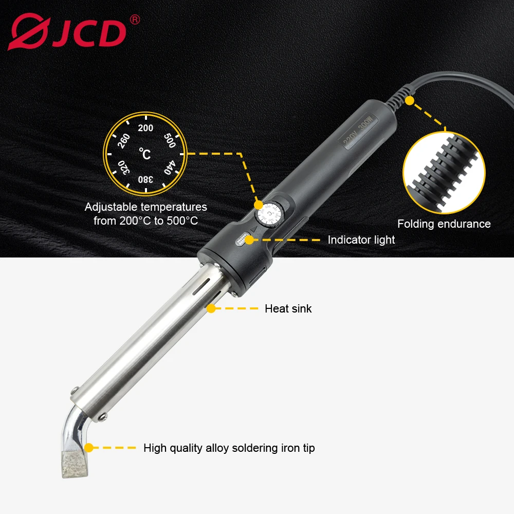 JCD электрический паяльник 300 Вт, сварочная ручка с внутренним нагревом, инструмент для ремонта, электрический паяльник с постоянной температурой