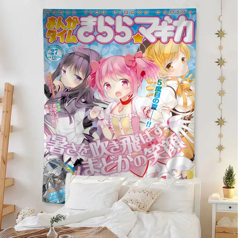 Puella Magi Madoka Magica Anime Tapestry Hippie Flower Wall Carpets Dorm Decor Cheap Hippie Wall Hanging