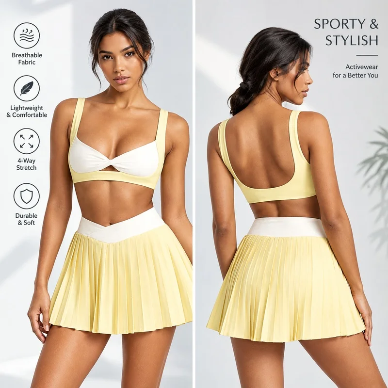 Jupe plissée pour la course, la salle de sport et le tennis, jupe-short taille haute pour femme, effet illusion, respirante, anti-frottement, séchage rapide, deux pièces