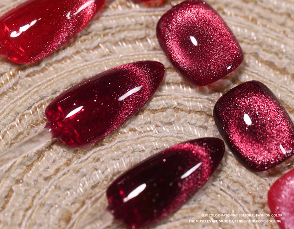 Vendeeni 10 Farben Roter Glitzer Gebrochener Diamant Katzenaugen-Gel-Nagellack Reflektierender Effekt Magnetischer Blitz UV-Soak-Off-Gel-Lack – Detail 5