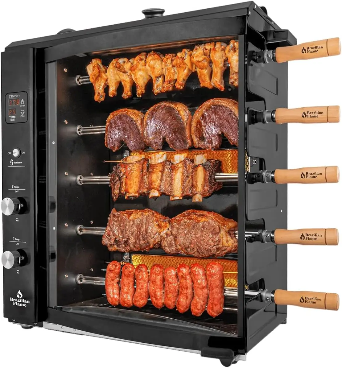 

Gas Rotisserie Oven Grill Roaster with Auto Rotating Skewers for Rotisserie Chicken, Brazilian Style BBQ , Propane Grill