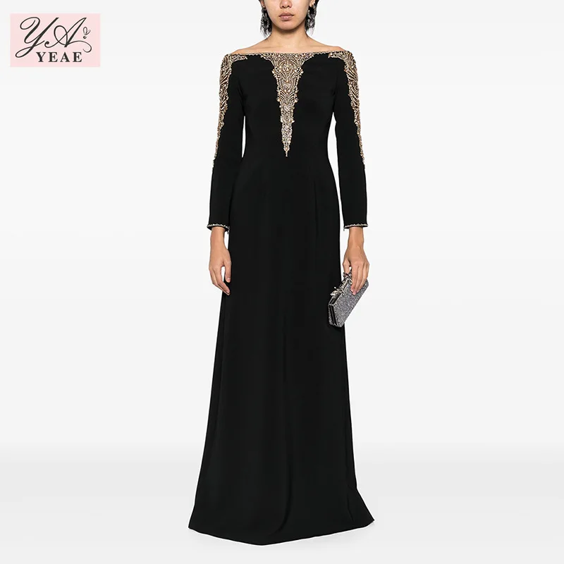 

2025 Celebrity Off-Shoulder Gown, Women's Embellished Mesh Maxi Dress with Beading