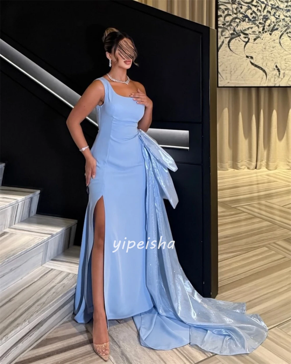 Moda personalizada elegante Jersey acanalado plisado sirena un hombro vestidos largos vestidos de ocasión a medida moda a juego Sexy