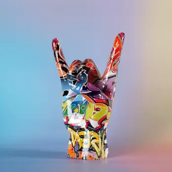 塗鴉搖滾手勢雕像模型擺飾 20公分 音樂樂團房間書架桌面客廳裝飾 現代藝術流行 10 最佳銷售 普普藝術雕像 - №3