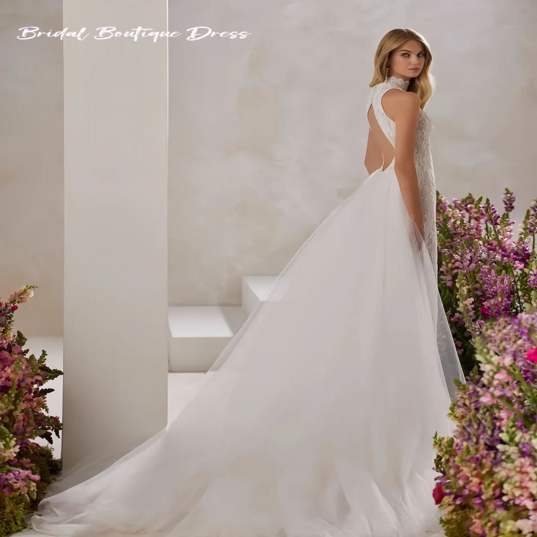 Angepasst Elegante Spitze O Neck Hochzeiten Kleider Liebsten Ärmellose Meerjungfrau schleppe hochzeit kleid Vestidos De Einfache Vestidos De