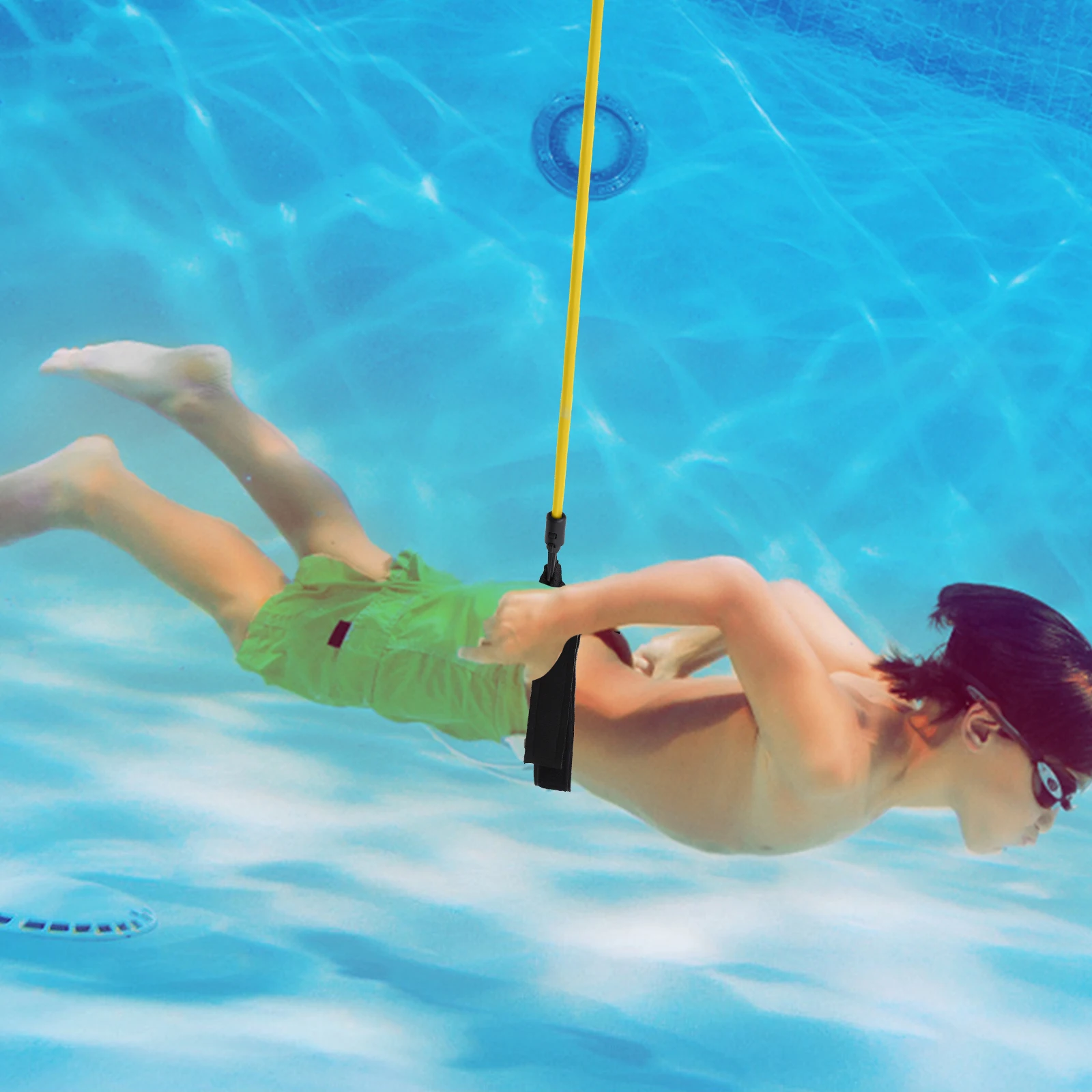 

Adjustable Resistance Swimming Training Belt TPE Elastic Rope Portable Swim Tether for Pool Aqua Jogging Lessons Gear