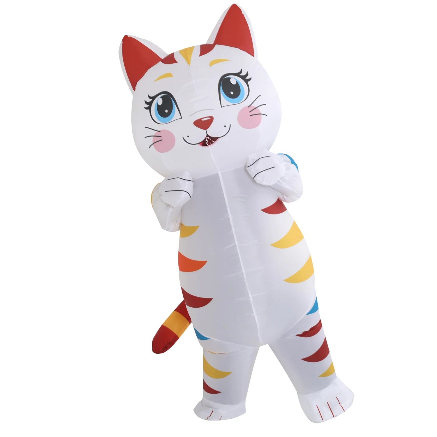 Fantasia Inflável de Gato Branco para Adultos, Fantasia de Gatinho Inflável, Fantasia Engraçada para Festa de Halloween e Carnaval