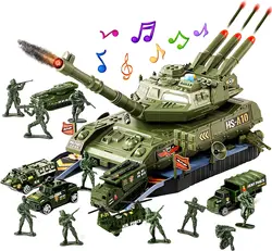 Tank Toy Sets Military Toys Tank Transport with Mini Battle Car and Army Men Army Toys Tank with Lights & Sounds Gift for Kids