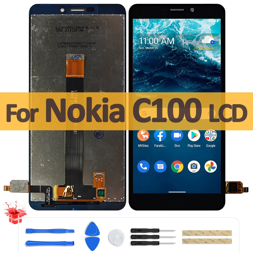 5.45 "original para nokia c100 lcd ta-1484 ta-1520 display touch screen digiziter montagem para nokia c100 lcd peça de substituição