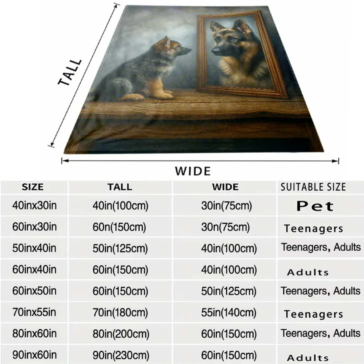 Premium Dog Portrait Art Throw Blanket Cozy Nap Cover for Pet Lovers German Shepherd Gift Home Decor