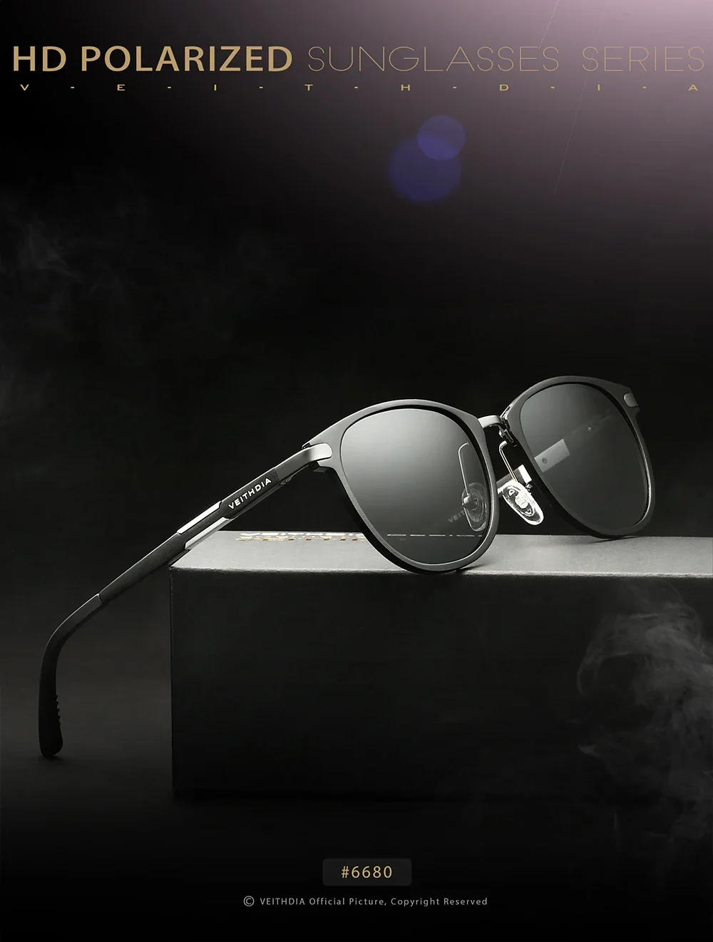 VEITHDIA Sonnenbrille Aluminium Magnesium Brillen Polarisierte Linse Vintage Brillen Männlich Fahren Sonnenbrille Für Männer/Frauen VT6680 – Detail 2