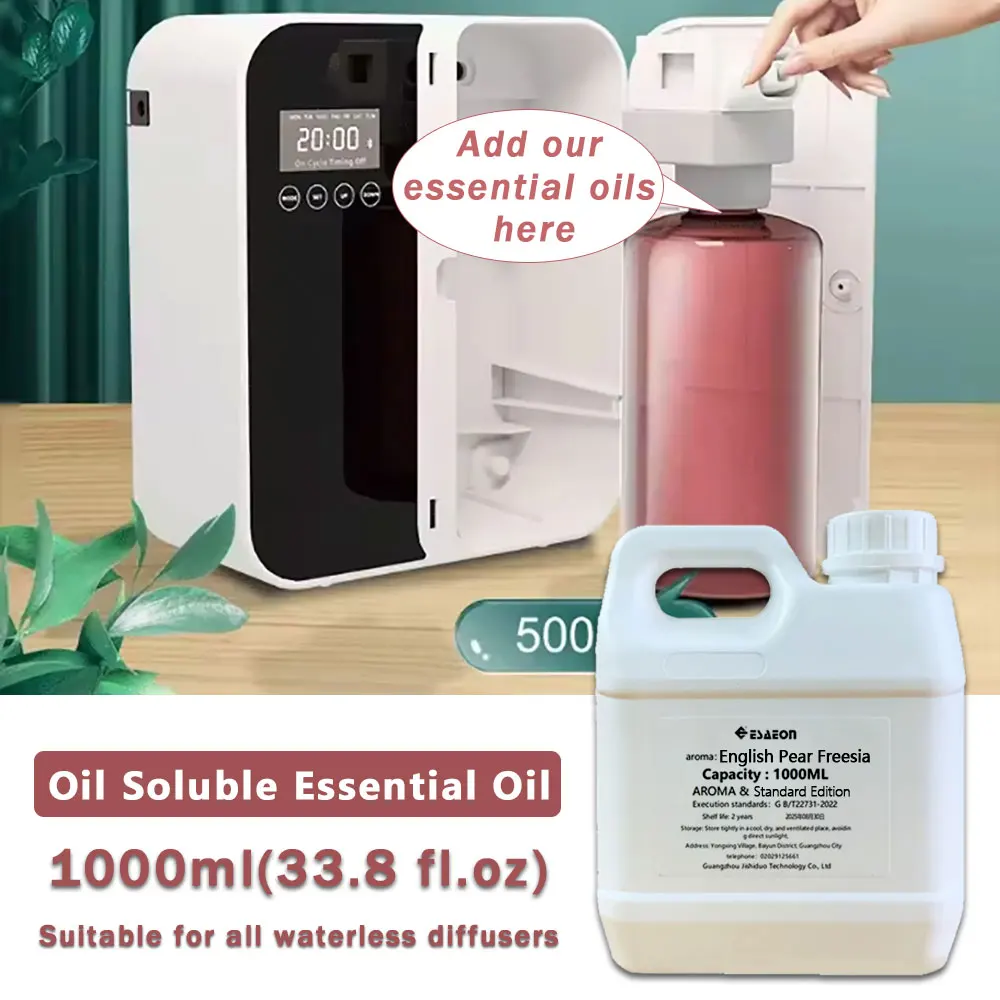 ESAEON 1000ml (33.8 fl.oz) English Pear Freesia Essential Oils - For All Waterless Aromatherapy Machines & Hotel Aroma Machine