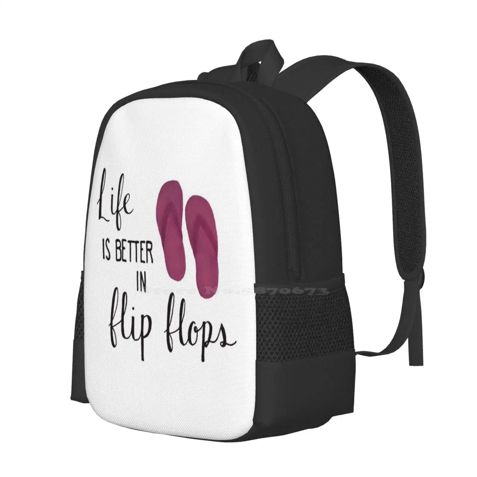 Life Is Better In Flip Flops Backpacks For School Teenagers Girls Travel Bags Raspberry Flip Flops Life Is Better In Flip Flops