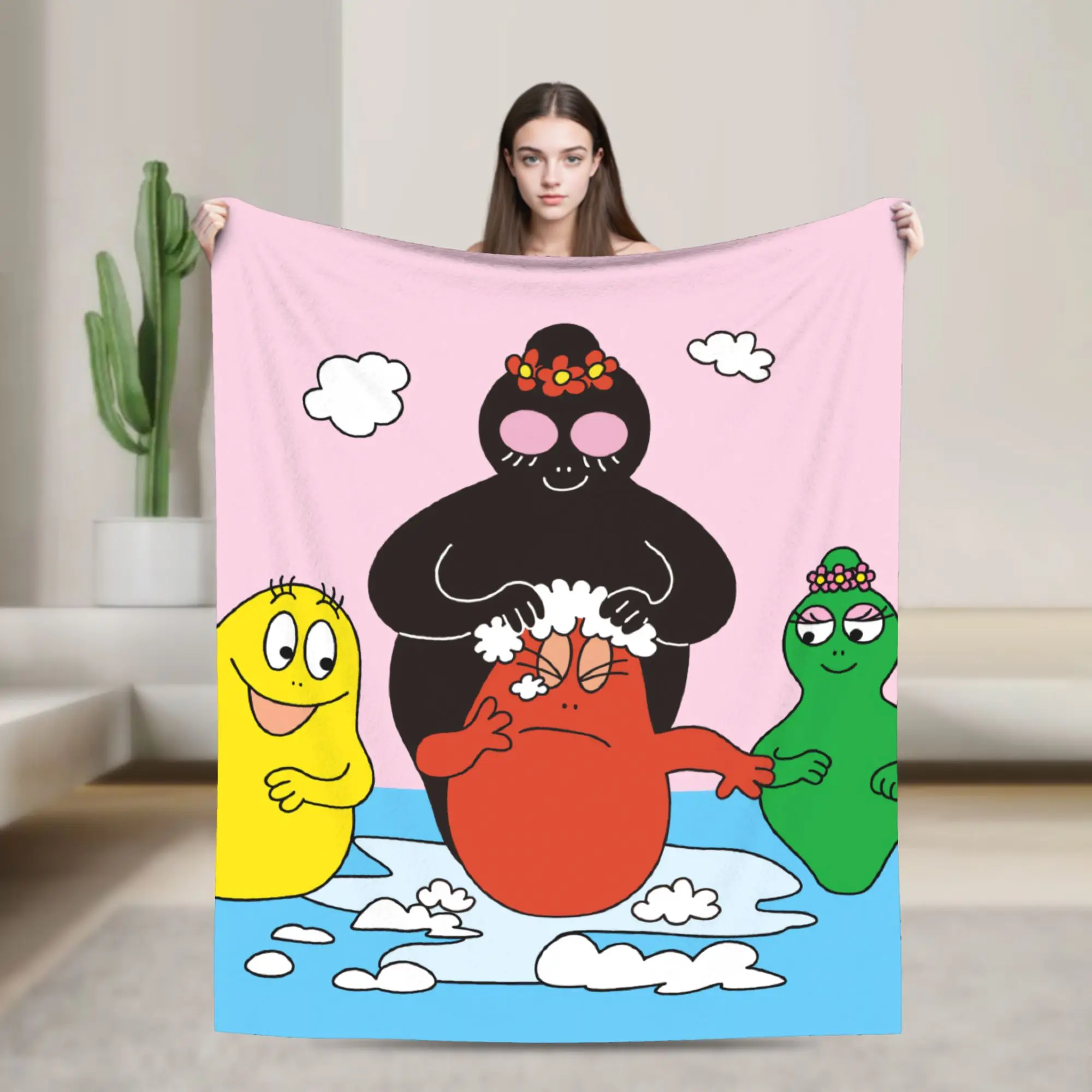 Barbapapa Barbamama Blanket  Soft Funny Plush Throw Blanket For Couch Chair Picnic Flannel Bedspread Bed Cover
