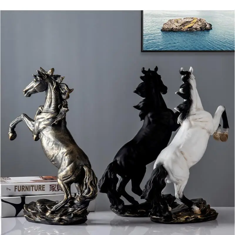 Imagem -04 - Resina Cavalo Ornamento para Sala Decoração Simulação Animais Knickknacks Figurinhas Artesanato Estátua Home Acessórios Display Presente