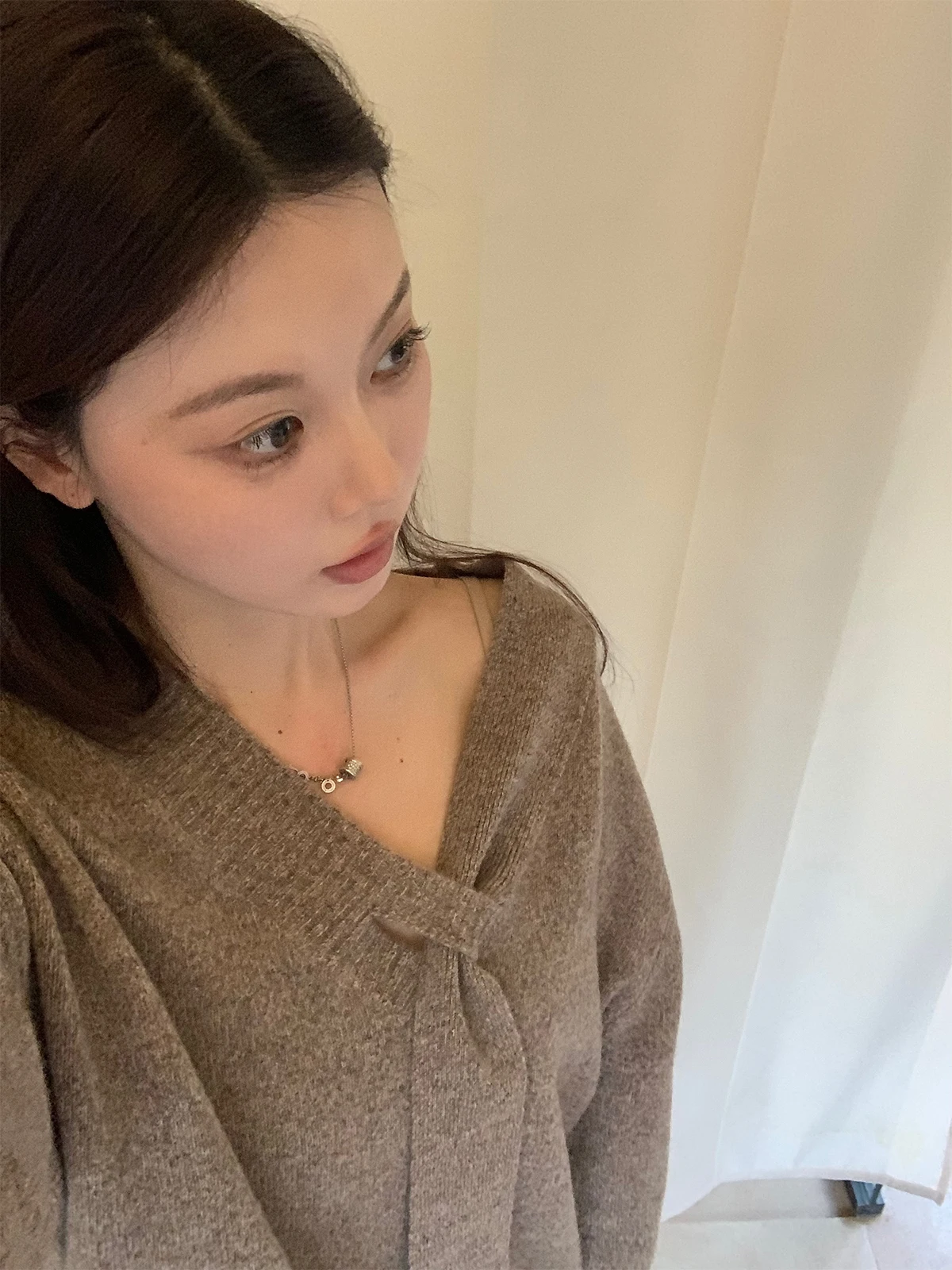 

Soft Loose Women's Woolen Sweater Gentle Mixed Coffee Color Lazy Sle Comfortable Fit Winter Faion Online Exclusive