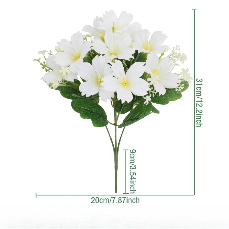 12 Stück Künstliche Blumen Seiden-Morgenblumen Heimdekoration Kunstblumen Hochzeits-Simulation 5-Köpfiger Rosa Petunien-Strauß – Detail 10