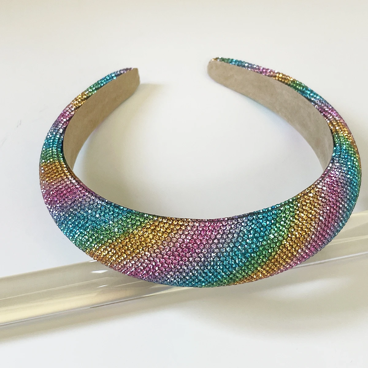 Baroque Rainbow Rhinestone Sponge Padded Hairband Headband Adult Hair Accessories Hair Jewley