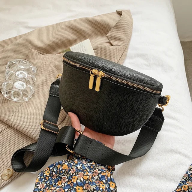 Wysokiej jakości jednolity kolor miękki PU skórzany pas biodrowy dla kobiet prosty Design damski piterek damski talia torba Crossbody saszetka na pasek