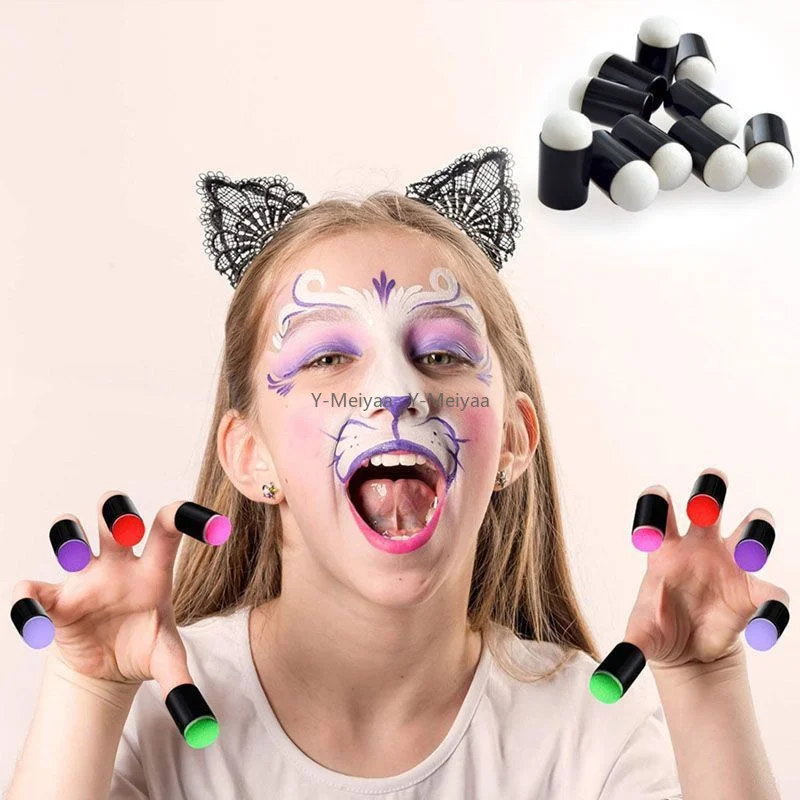 1/5/10PCS Nero Spugna Dito Culle per Colorare Il Viso Strumenti di Pittura Per Bambini FAI DA TE Artigianato Pittura Premendo Dito Culle