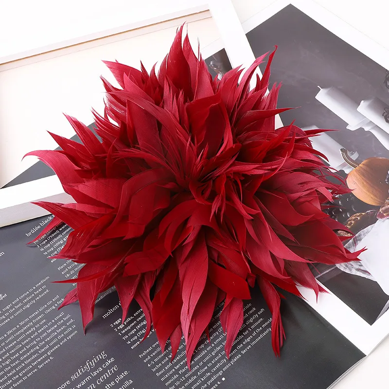 18CM Koreanische Feder Corsage Broschen für Frauen Elegante Blume Anstecknadeln Hochzeit Abzeichen Mode Schmuck Zubehör – Detail 2