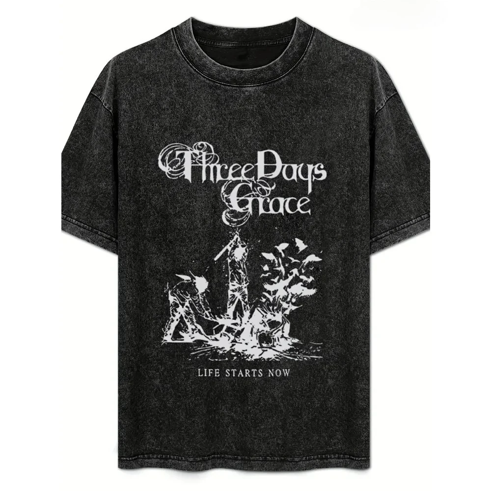 Rock Grace Three-day Band Washed New Arrival Mens Clothes Tee Shirt Homme Graphic T-Shirts Men Tshirt for Men Ropa Hombre
