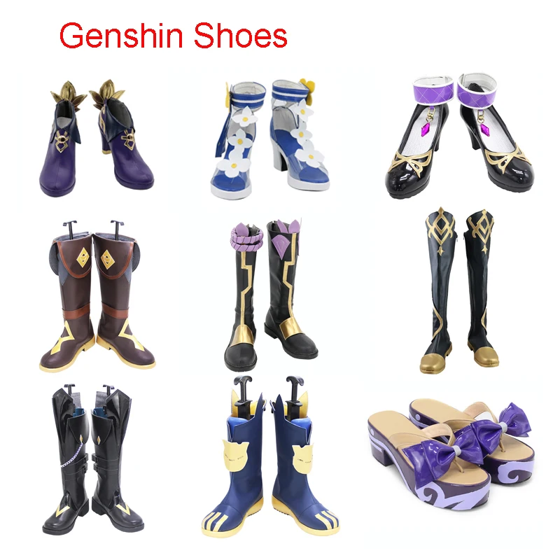 Game Anime Genshin Impact Cosplay Women's Shoes Men's Shoes Halloween Party Various Boots Sandals Clothing Props Large Size Shoe