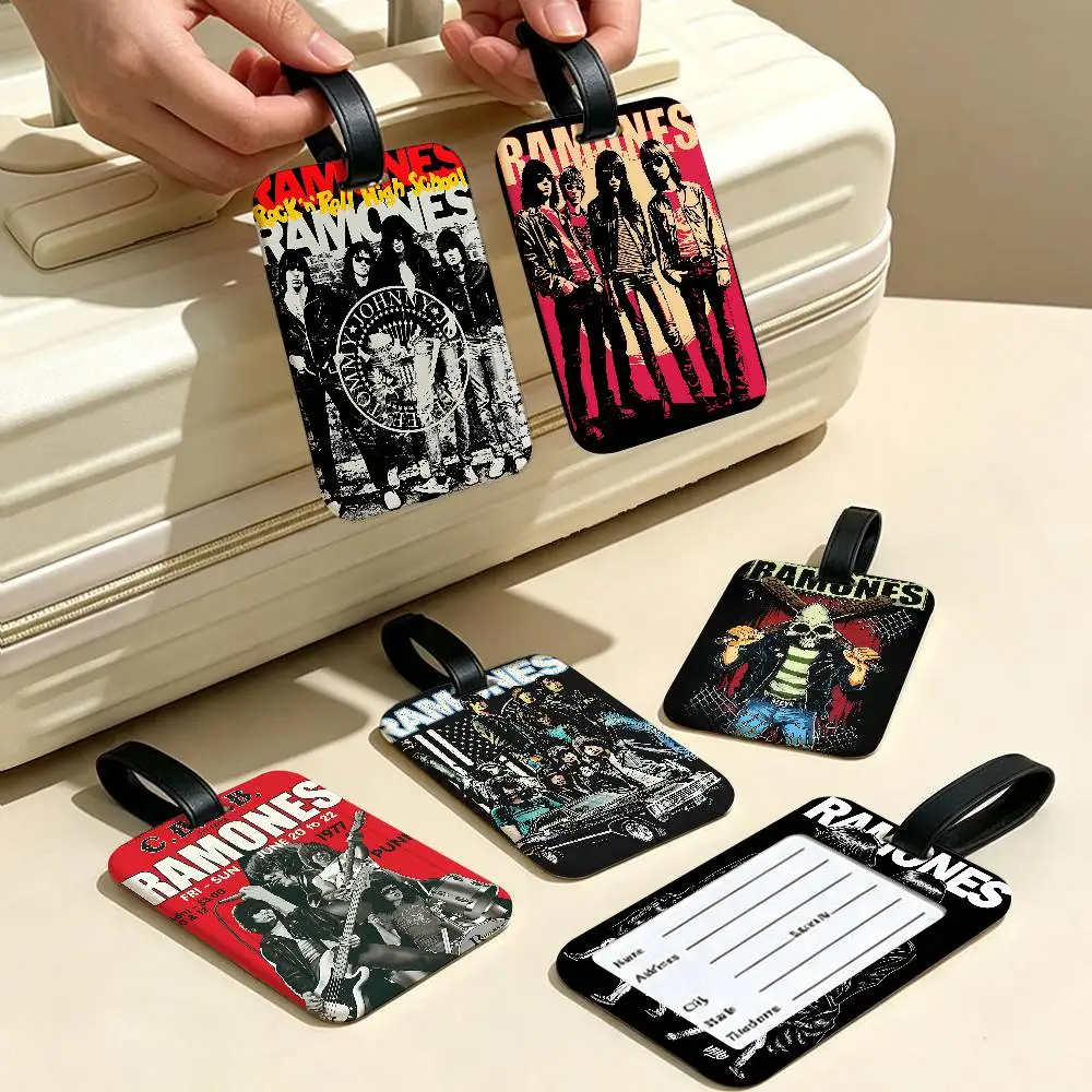 Punk Triads Rock Band R-Ramones PVC Baggage Identification Tag Anti lost Information Card Holder Travel Suitcase Name Tag