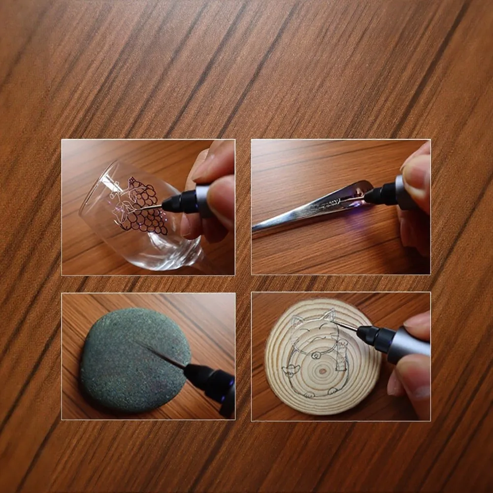 Engraving Pen Tool with 5 Stepless Speeds LED Lighting and 30 Rotary Accessories for Metal Wood Craft Applications