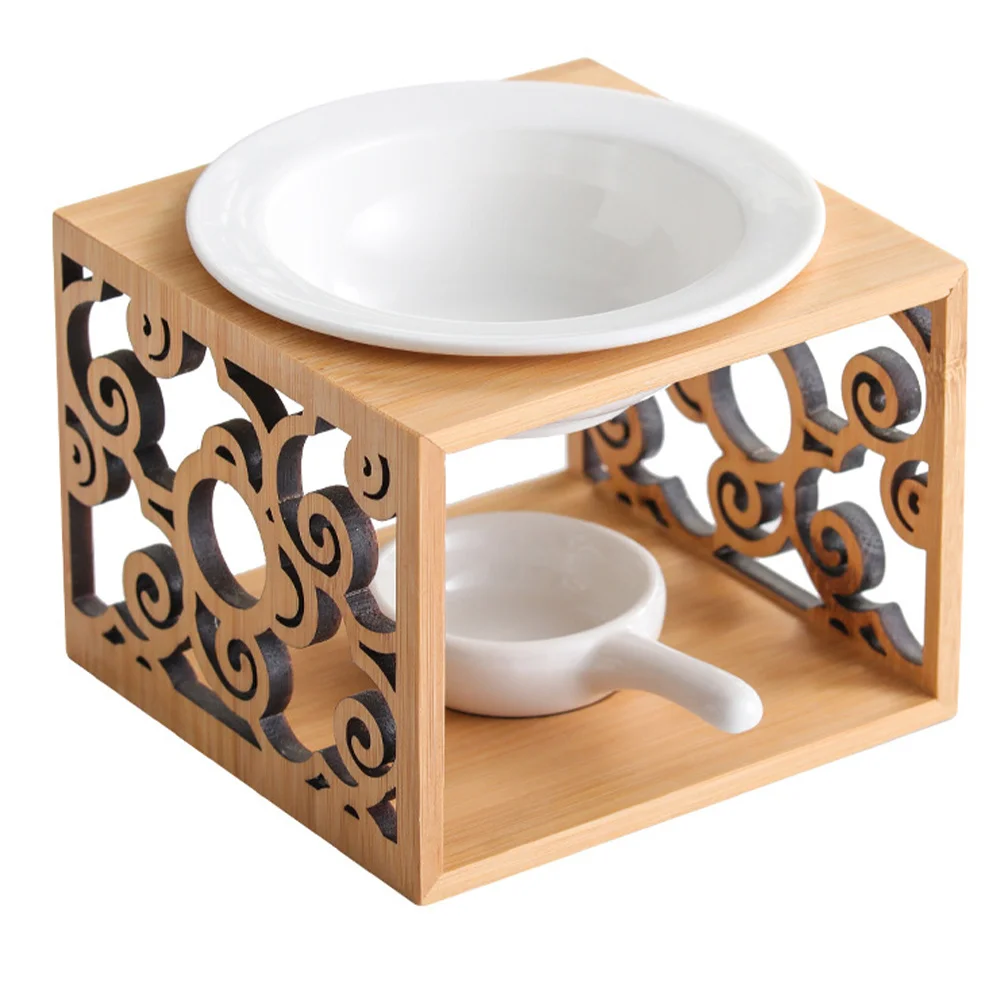 1Set Bamboo Ceramic Essential Oil Burner Aroma Diffuser Decoration Home Office Decor Scented Wax Melt Reusable Unique Design