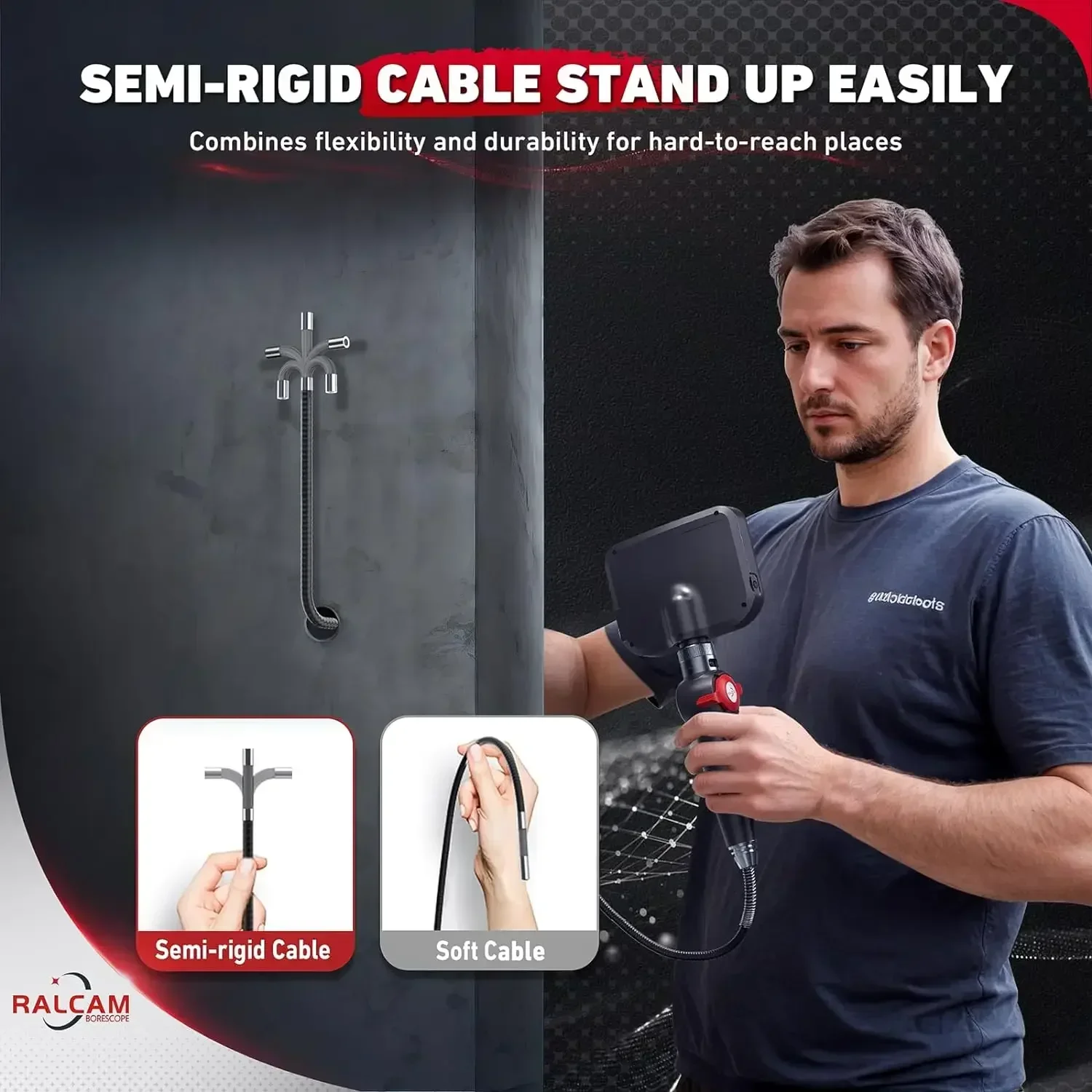 RALCAM Articulating 360/720° Endoscope 6.2mm Inspection Camera Cameras with 6 LED, IP67 Waterproof 1M/2M/3M image 5