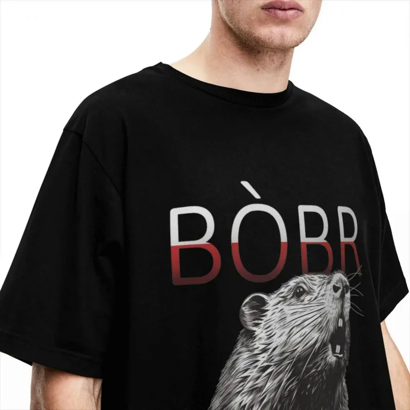 Vintage T-Shirt Bobr Bober Kurwa Pure Cotton T-Shirts Polish Beaver Meme Novelty Tshirt for Men's Beach Y2K Retro Casual Tees