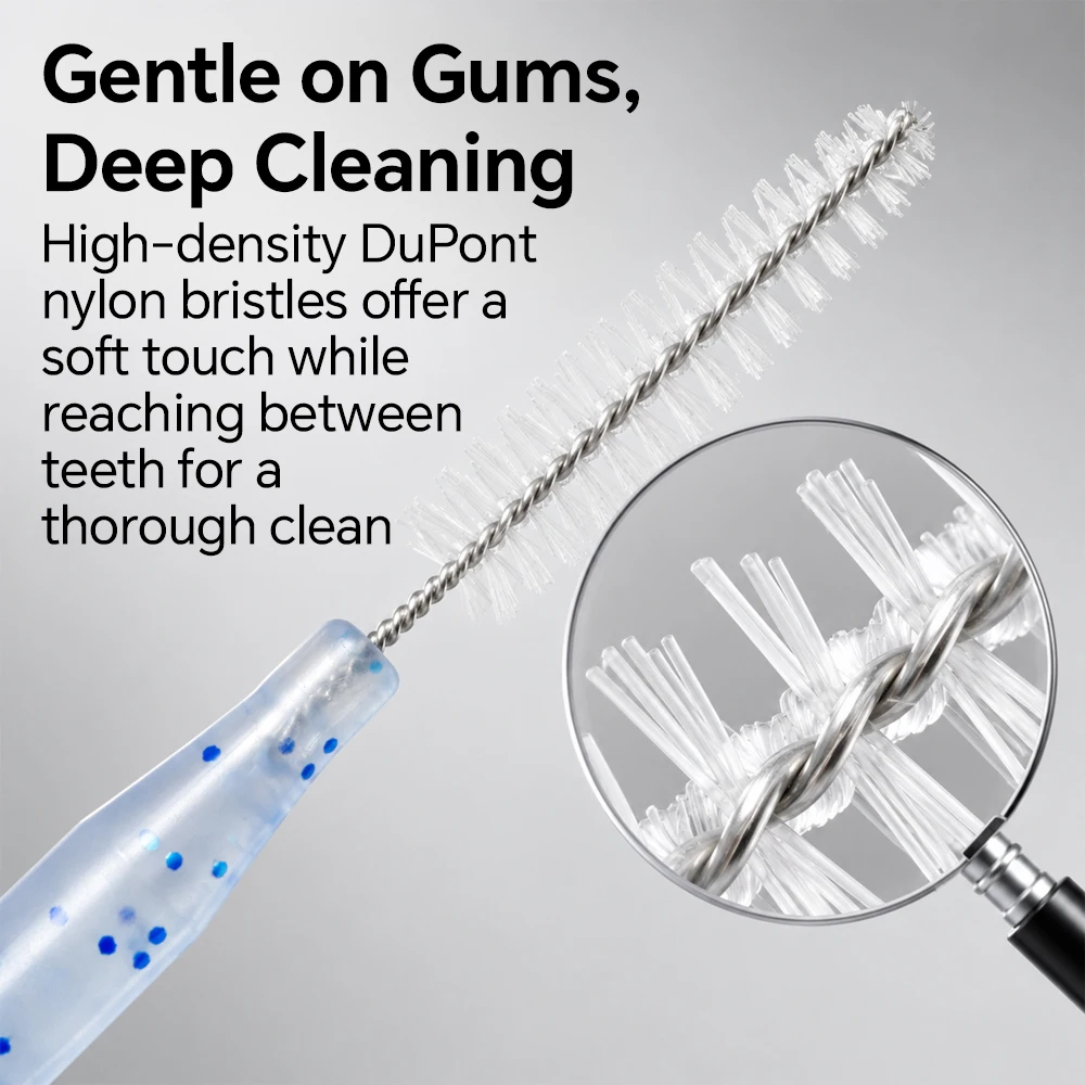 50 Stück I-förmige Interdentalbürsten 07-1,2mm, Zahnseide-Aufsätze, Mundhygiene-Zahnseide, Zahnzwischenraum-Reinigungswerkzeuge – Detail 3