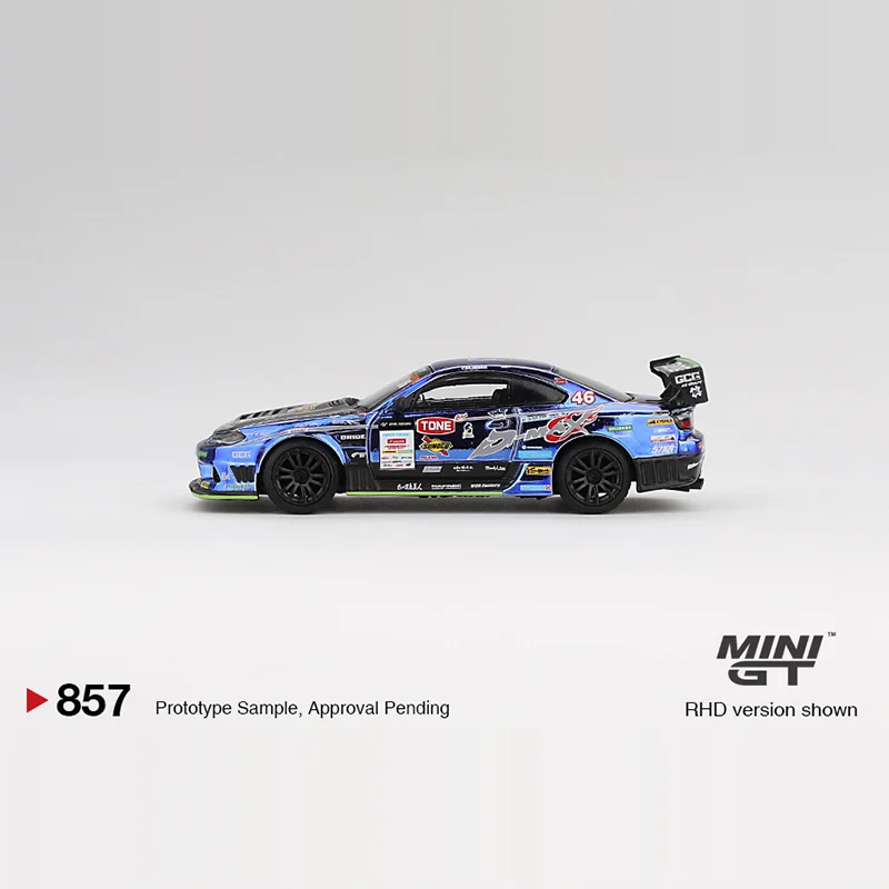 Nieuwe voorraad Minigt 1:64 857 Nisson Silvia S15 46 legering miniatuur gegoten automodel aangepaste kinderspeelgoed cadeau collectie ornament