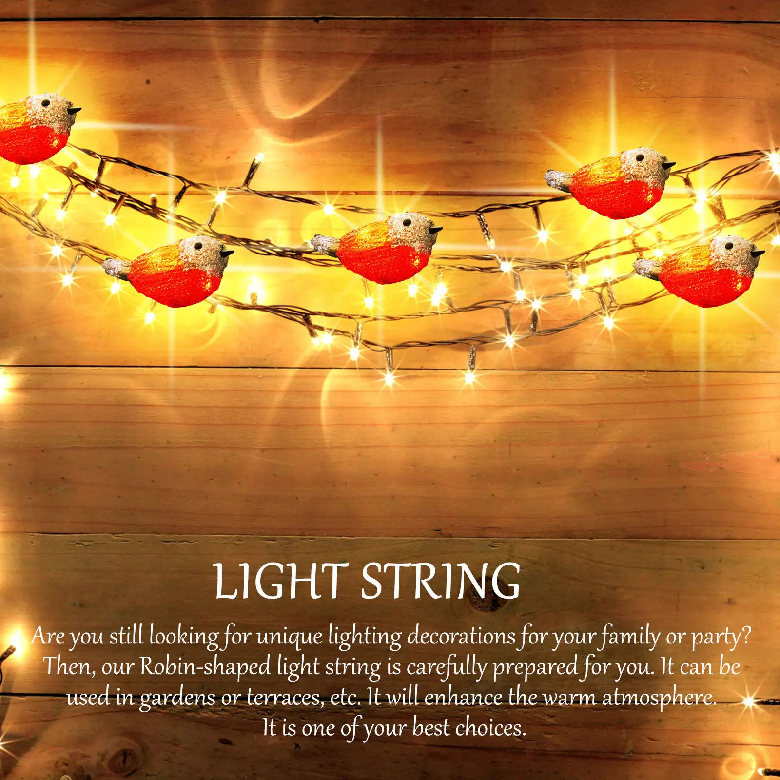 

Солнечная светодиодная гирлянда Robin Bird для улицы, сада, балкона, энергоэффективная фотоэлектрическая лампа для создания романтической теплой атмосферы