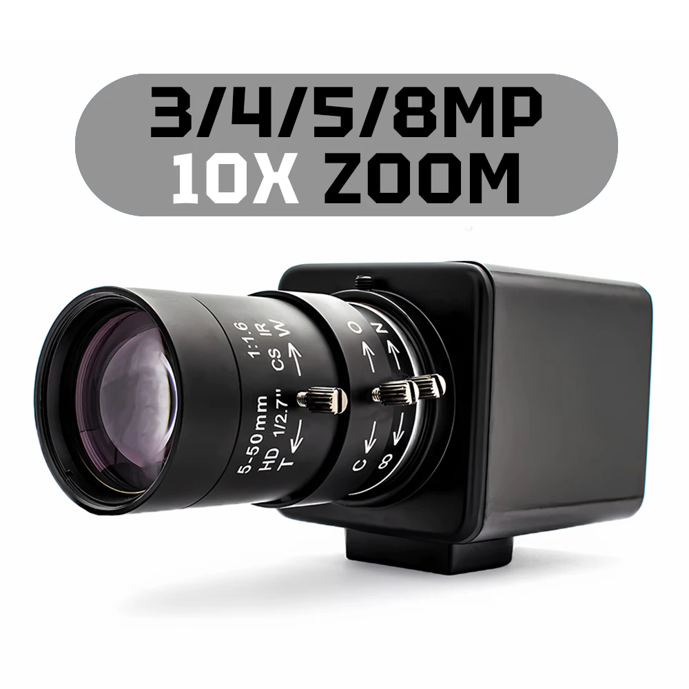 10X Zoom 4K Ultra IP Camera 3/4/5/8MP Industrial Security Camera Metal Box With Varifocal Lens Support Onvif RTSP H.265 Webcam
