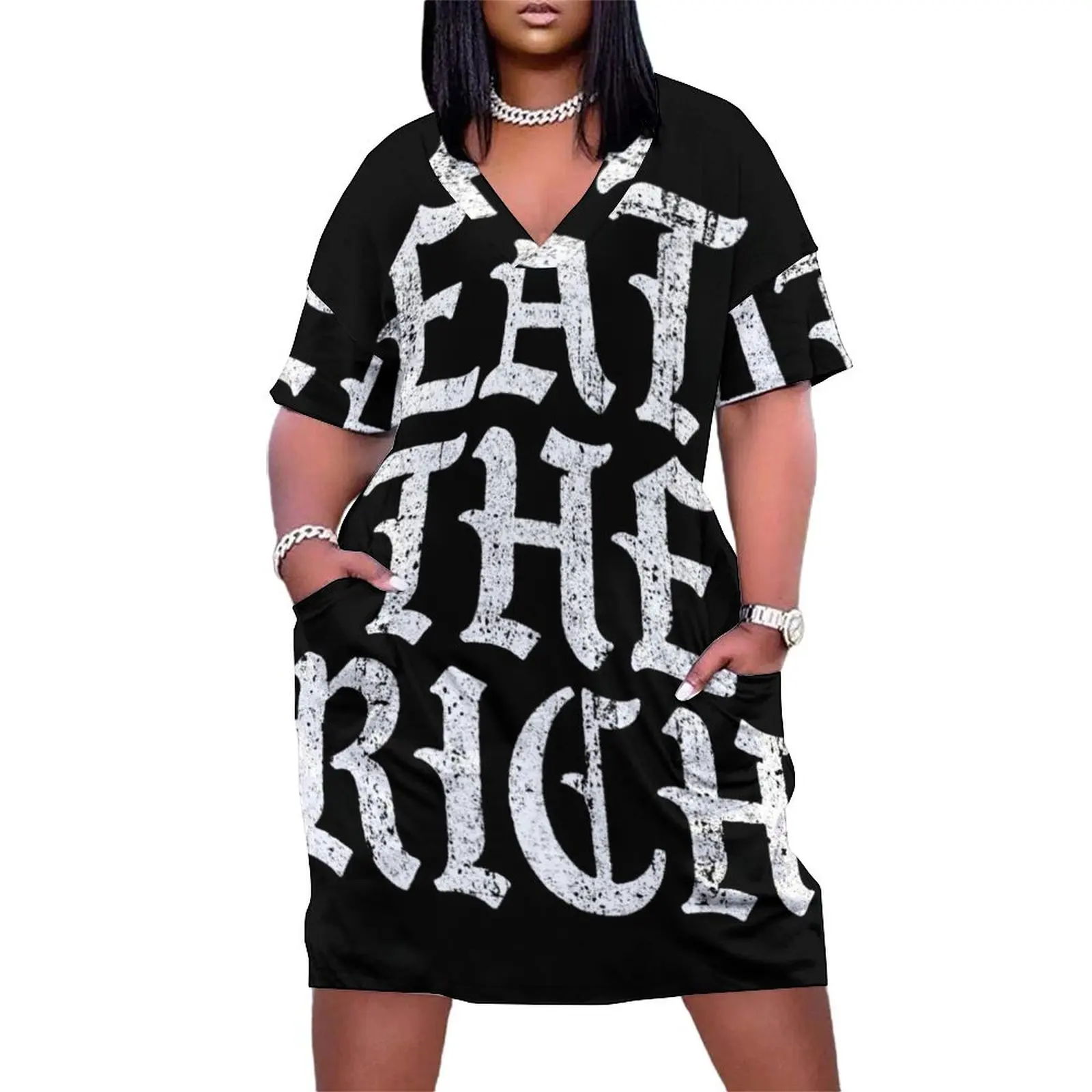 

Eat The Rich Loose Pocket Dress Women's evening dress women clothes Summer dresses for women