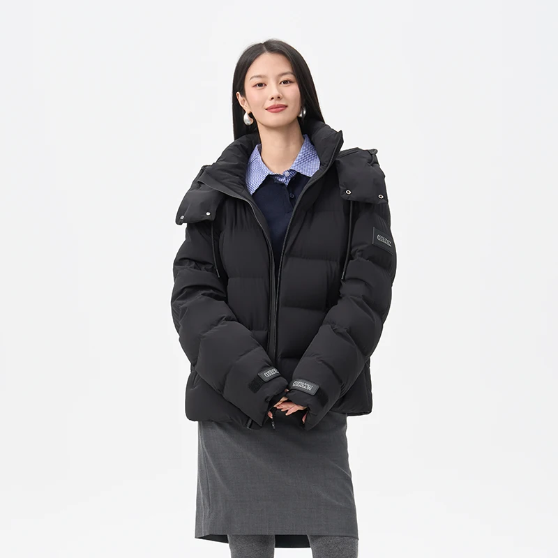 Chericom سترة منتفخة مقنعين الوقوف طوق سستة يندبروف الأصفاد المرأة أسفل معطف 2025 تنوعا ملابس خارجية دافئة Y318112Y #2