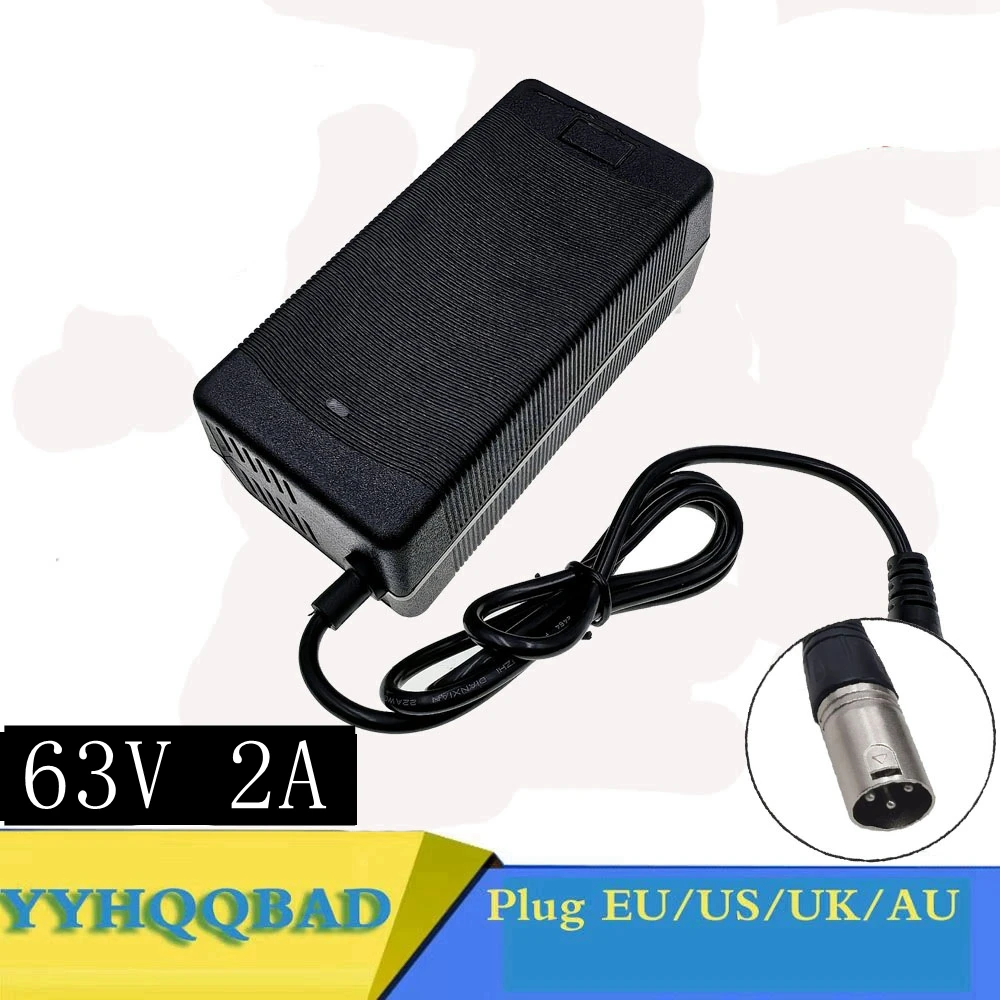 63V 2A Battery Charger for 15S 18650 Li-ion Battery Pack with XLRM Connector