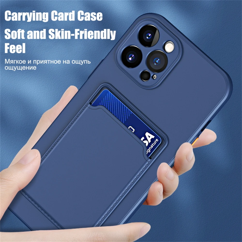 Silicone Wallet Case Funda For iPhone 16 Pro Max 15 14 Plus 11 12 13 Mini Pls Card Holder Slot Back Cover Protective Accessories